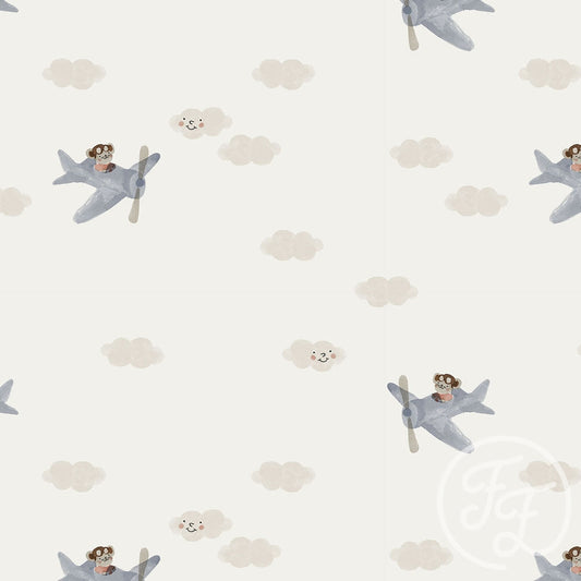 Family Fabrics | Fantasy Airplane Blue on Off White 100-1311 (by the full yard)