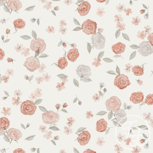 Family Fabrics | Summer Rose Pink Off White 100-1328 (by the full yard)