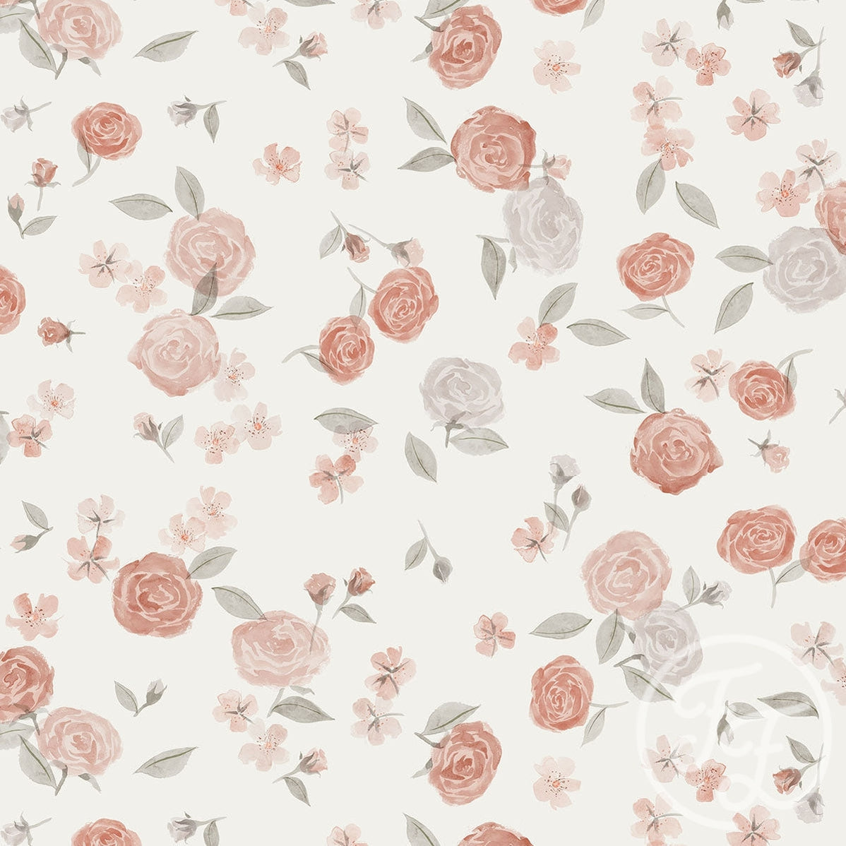 Family Fabrics | Summer Rose Pink Off White 100-1328 (by the full yard)