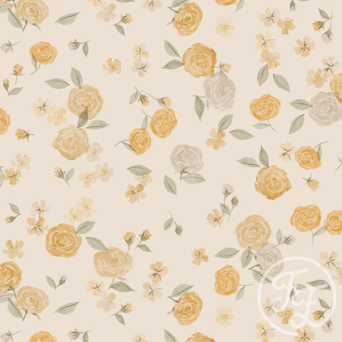 Family Fabrics | Summer Rose Yellow Beige 100-1330 (by the full yard)