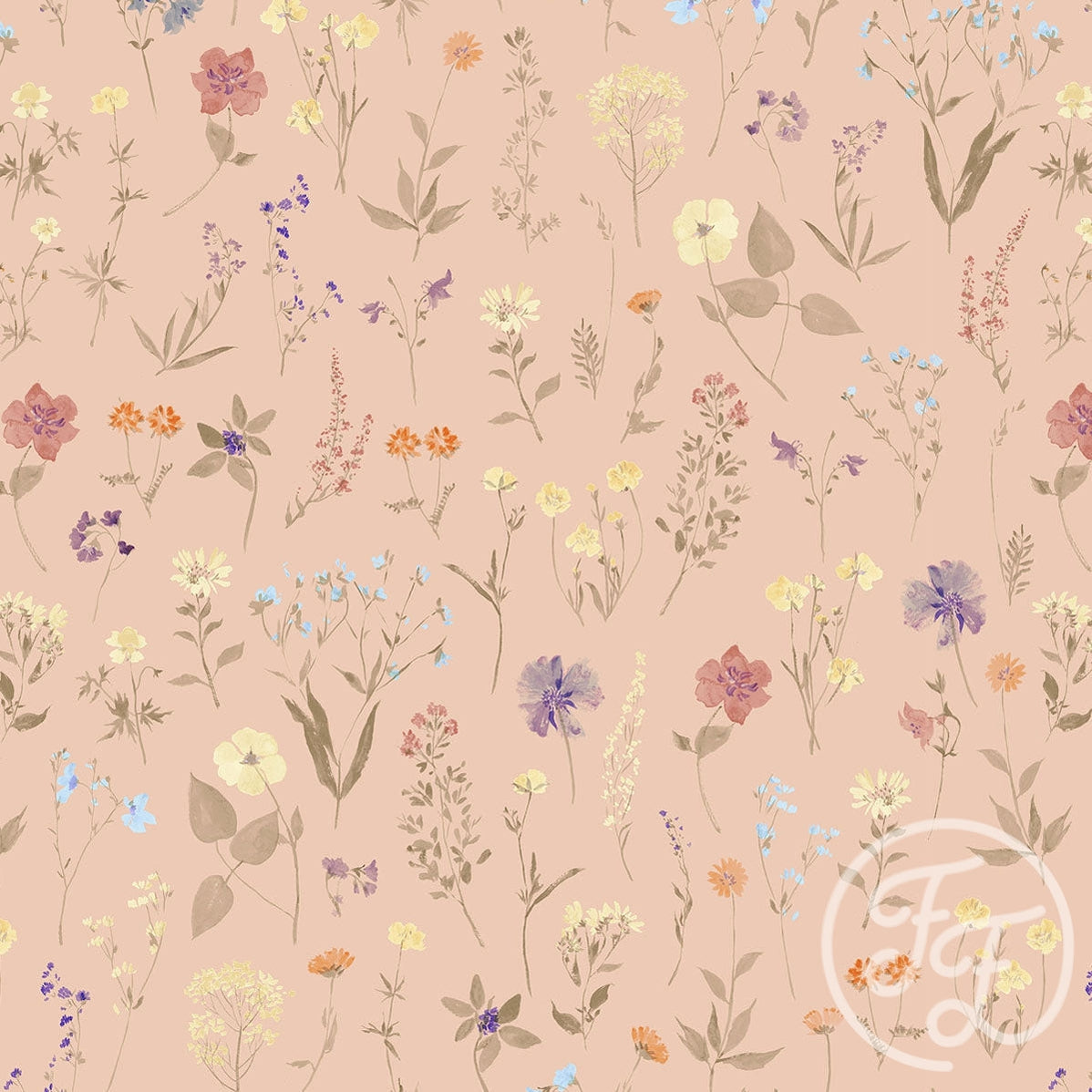 Family Fabrics | Wild Flowers Peach 100-1338 (by the full yard)