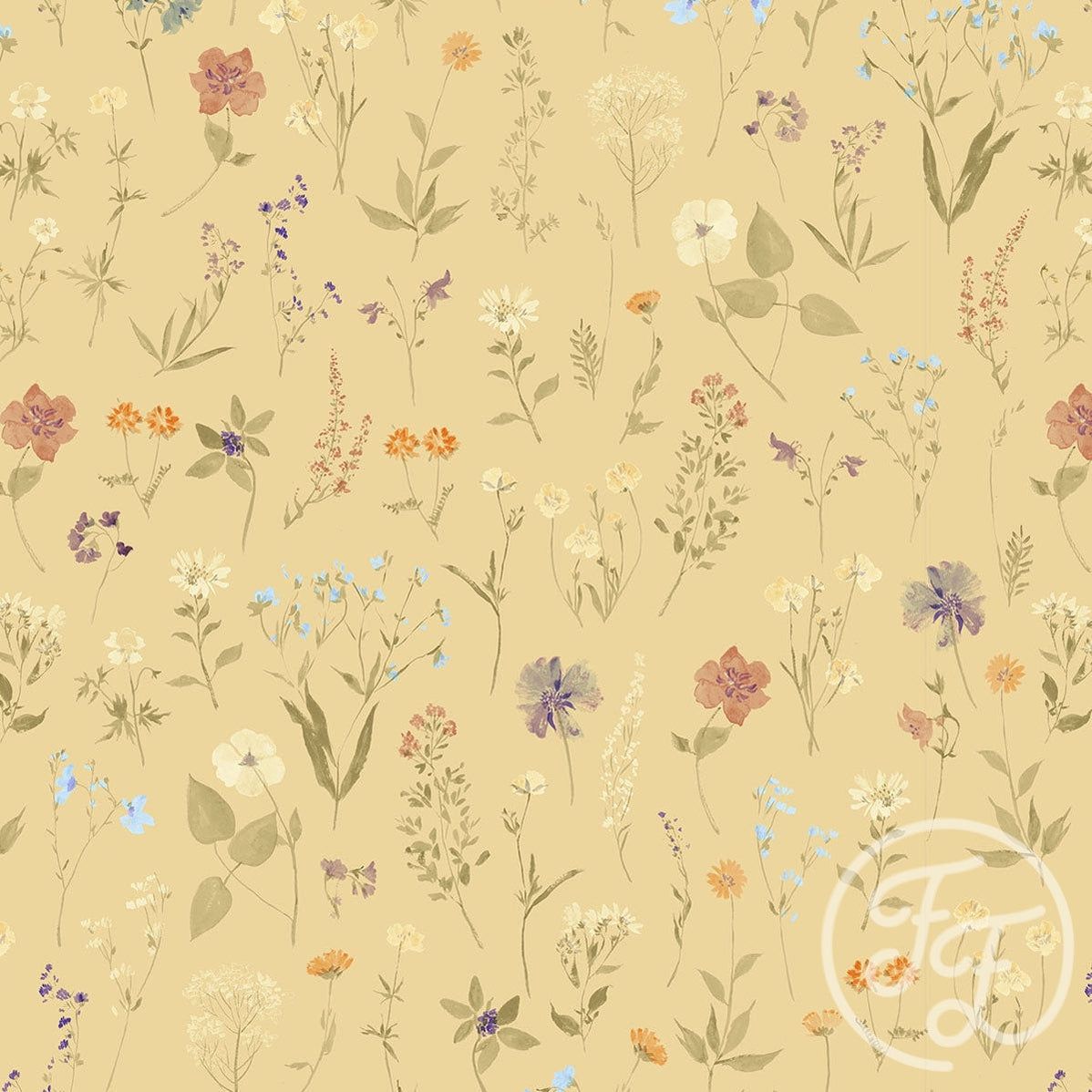 Family Fabrics | Wild Flowers Yellow 100-1339 (by the full yard)