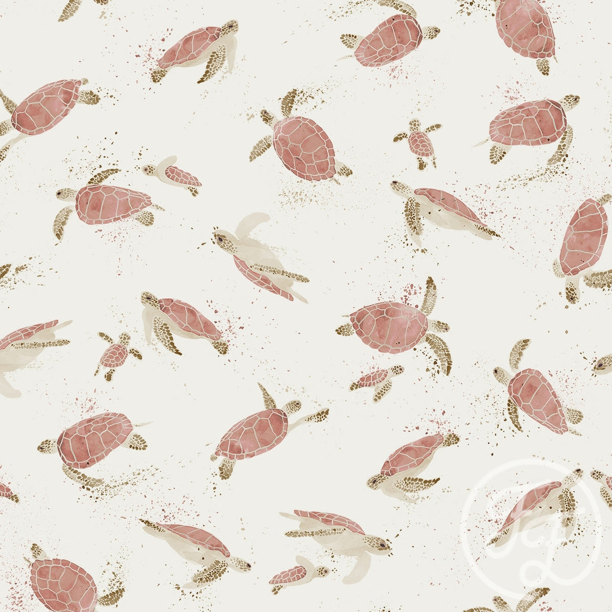Family Fabrics | Turtles Pink Off White 100-1340 (by the full yard)