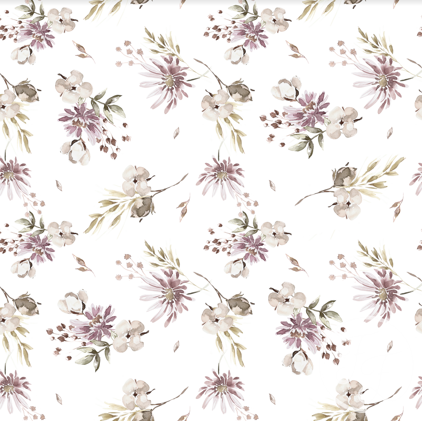 Family Fabrics | Dried Flowers Violet Off White 100-1363 (by the full yard)