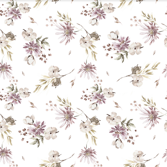 Family Fabrics | Dried Flowers Violet Off White 100-1363 (by the full yard)