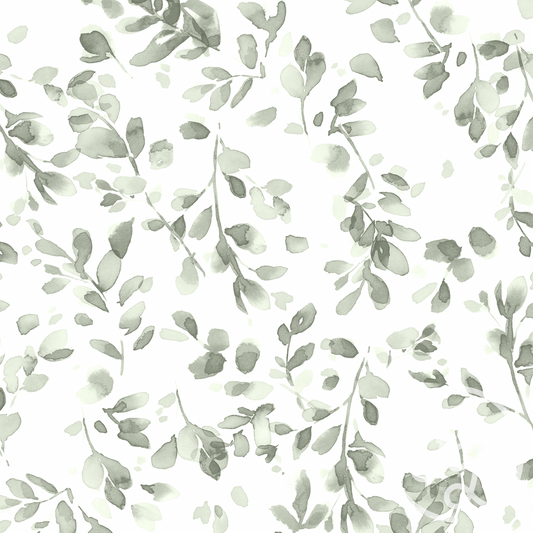 Family Fabrics | Abstract Leaves Green Off White 100-1376 (by the full yard)