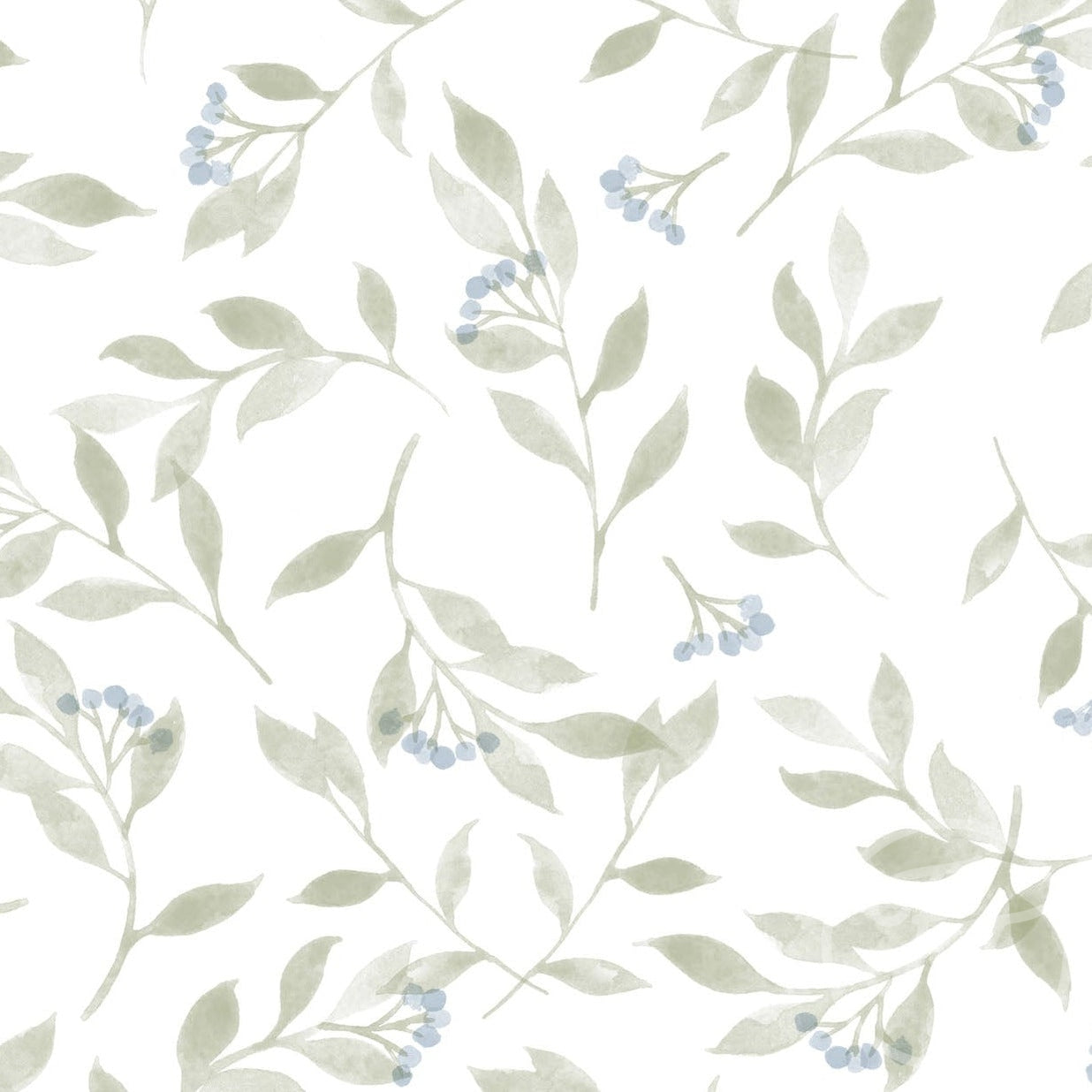 Family Fabrics | Berry Branches Big Green Off White 100-1413 (by the full yard)