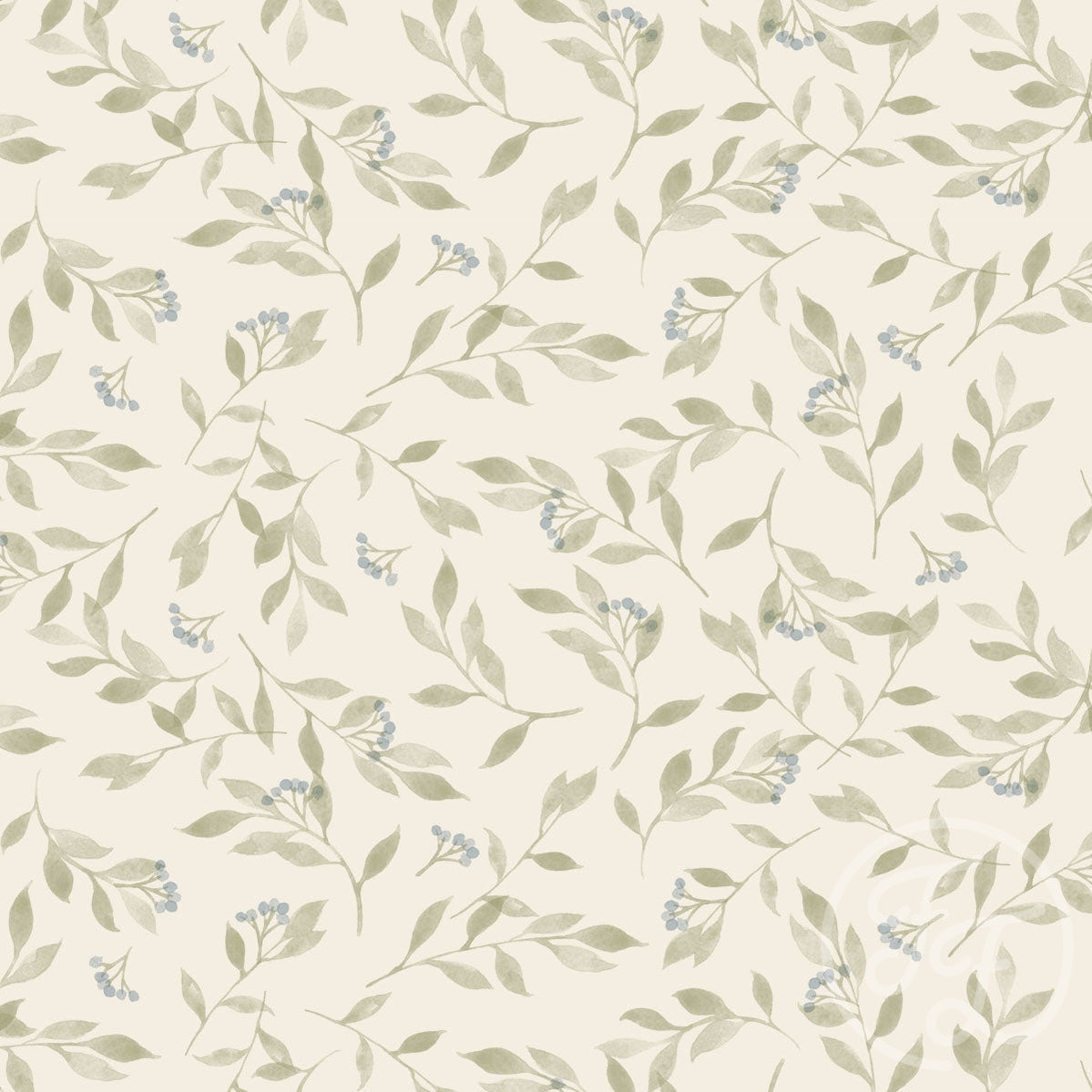 Family Fabrics | Berry Branches Small Green  100-1417 (by the full yard)