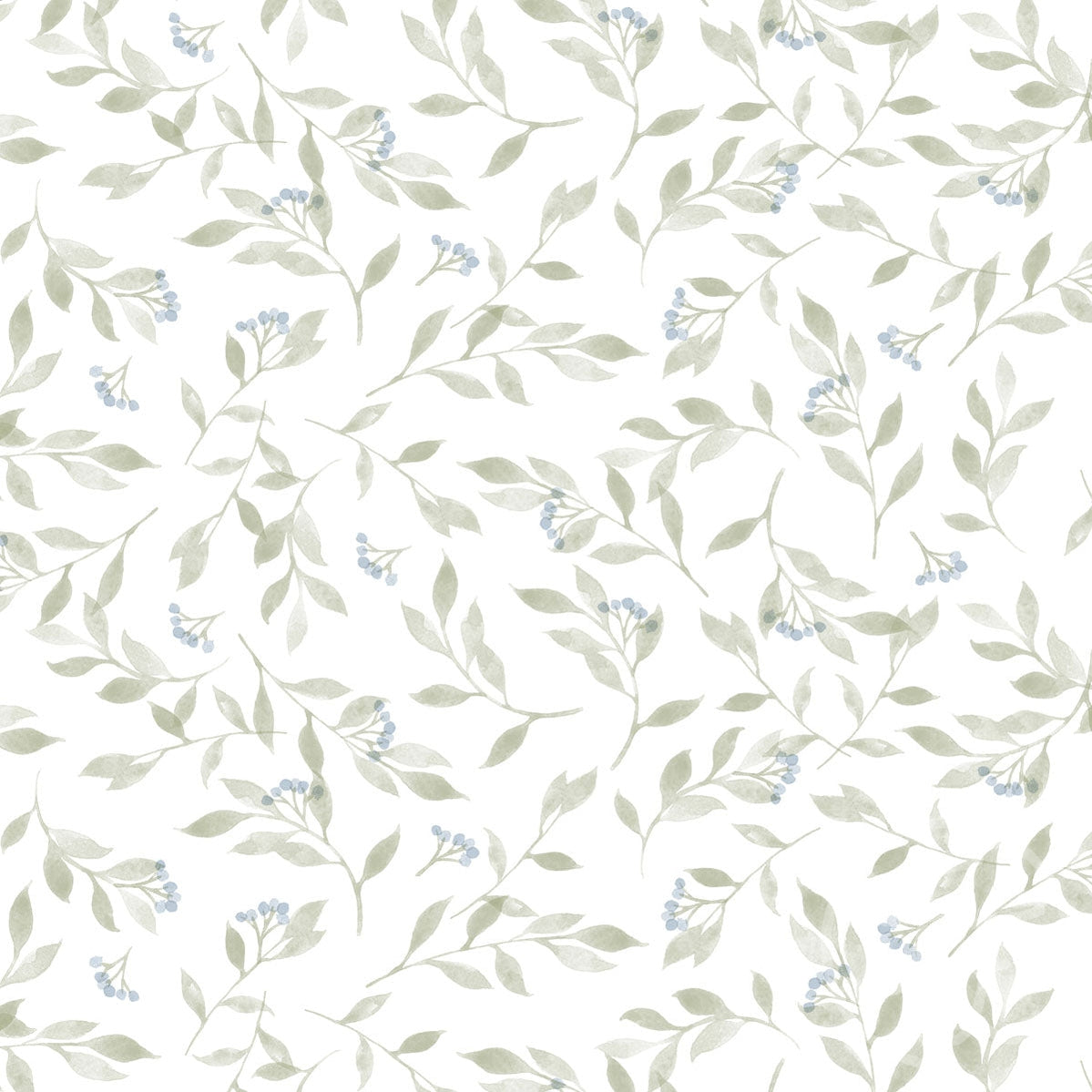 Family Fabrics | Berry Branches Small Green Off White 100-1418 (by the full yard)