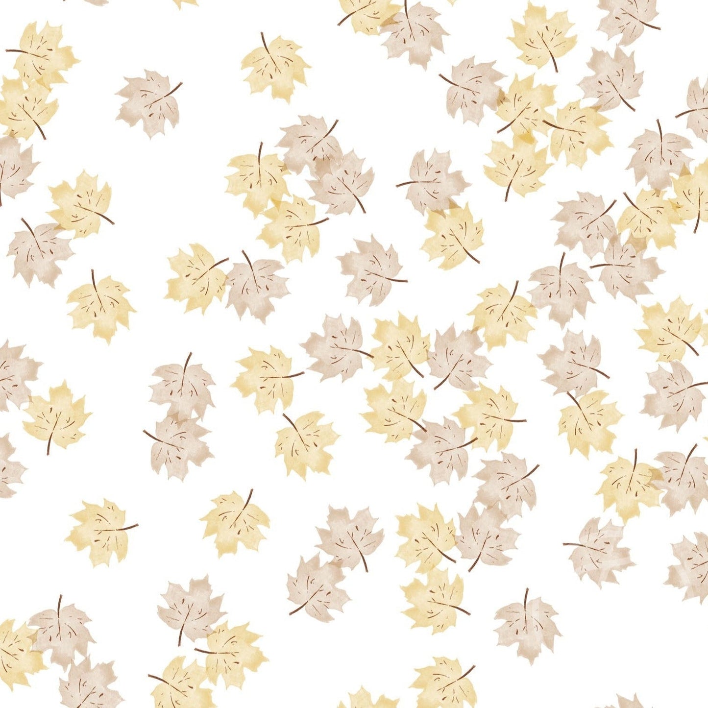 Family Fabrics | Fall Leaves Small Yellow Off White 100-1424 (by the full yard)