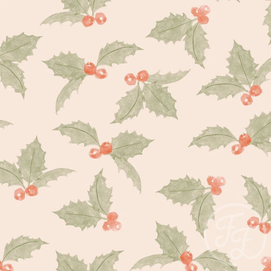 Family Fabrics | Christmas Holly Pink 100-1445 (by the full yard)