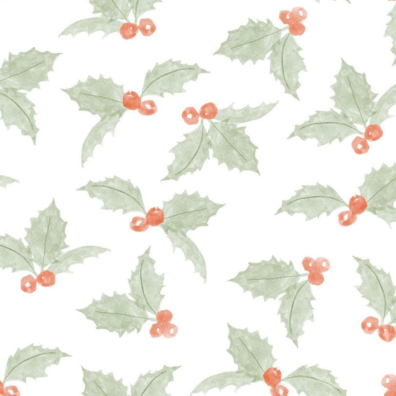 Family Fabrics | Christmas Holly Off White 100-1446 (by the full yard)