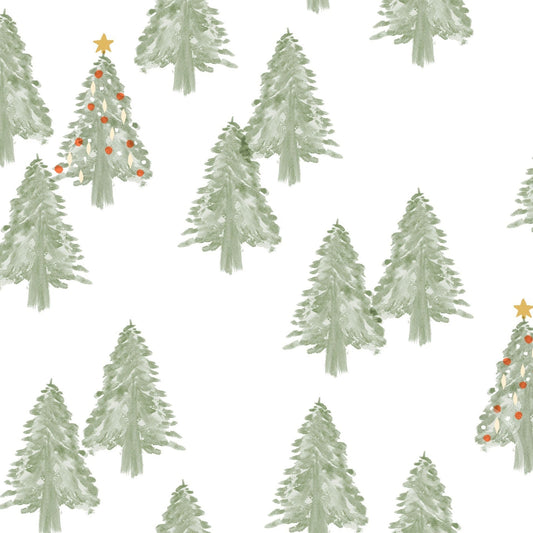 Family Fabrics | Christmas Trees Off White 100-1447 (by the full yard)