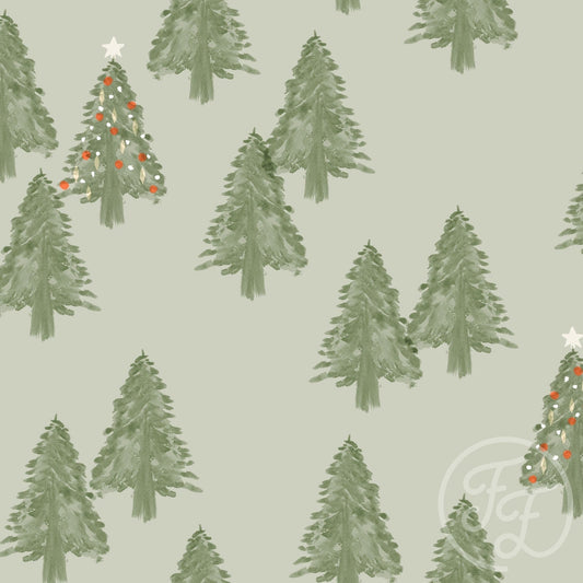 Family Fabrics | Christmas Trees Green 100-1448 (by the full yard)