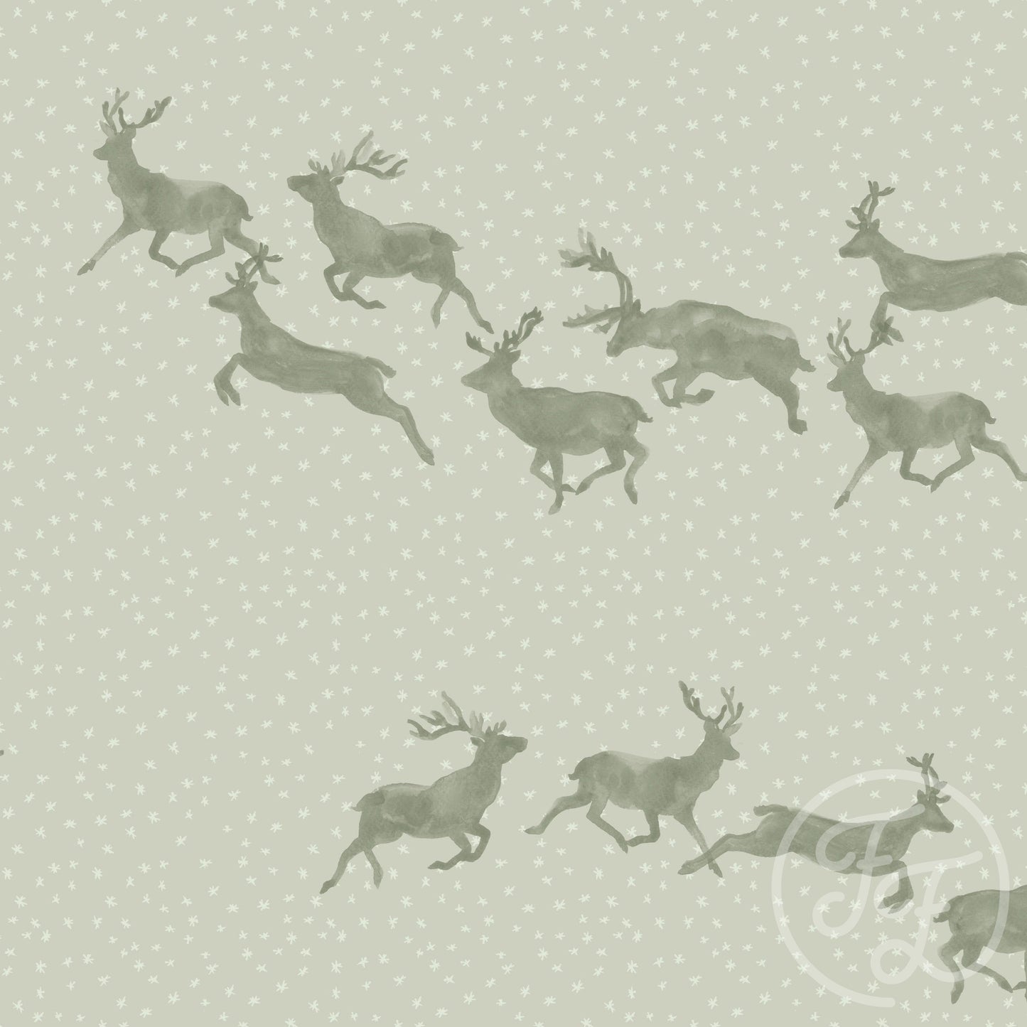 Family Fabrics | Reindeer Green 100-1454 (by the full yard)