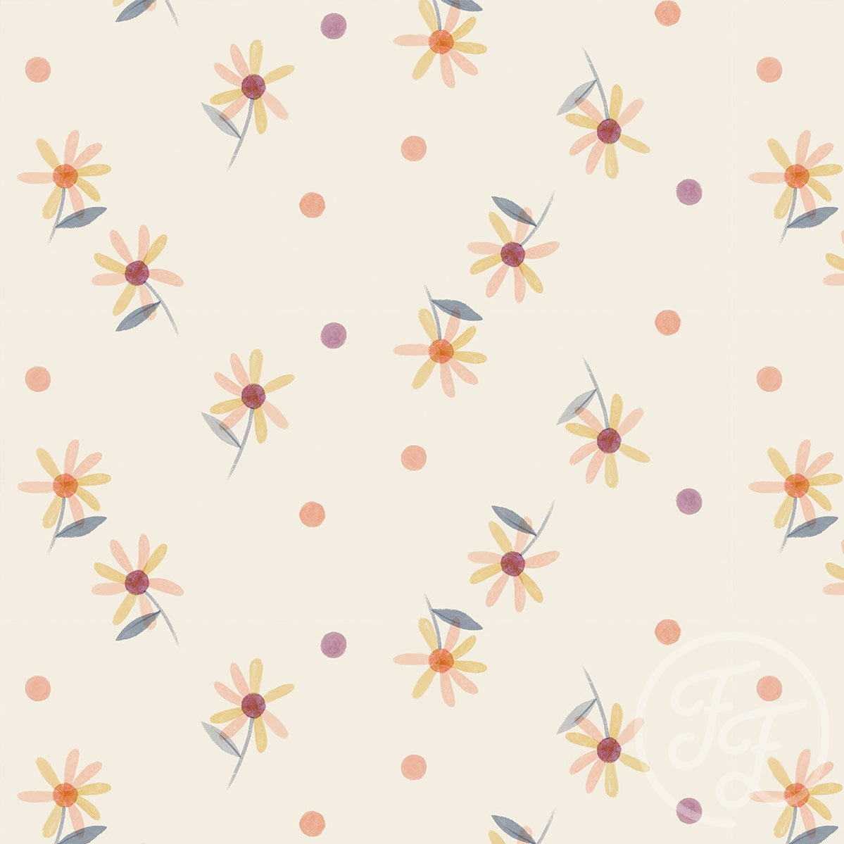 Family Fabrics | Crayon Flower Multi Small