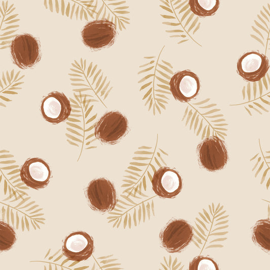 Family Fabrics | Coconut Beige Leaves | 100-1619 (by the full yard)