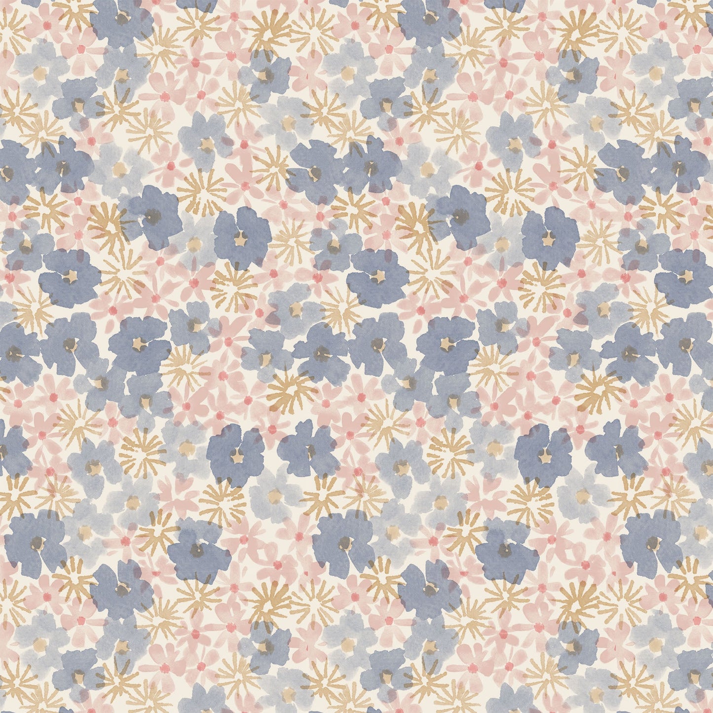Family Fabrics | Flower Mix Blue | 100-1627 (by the full yard)