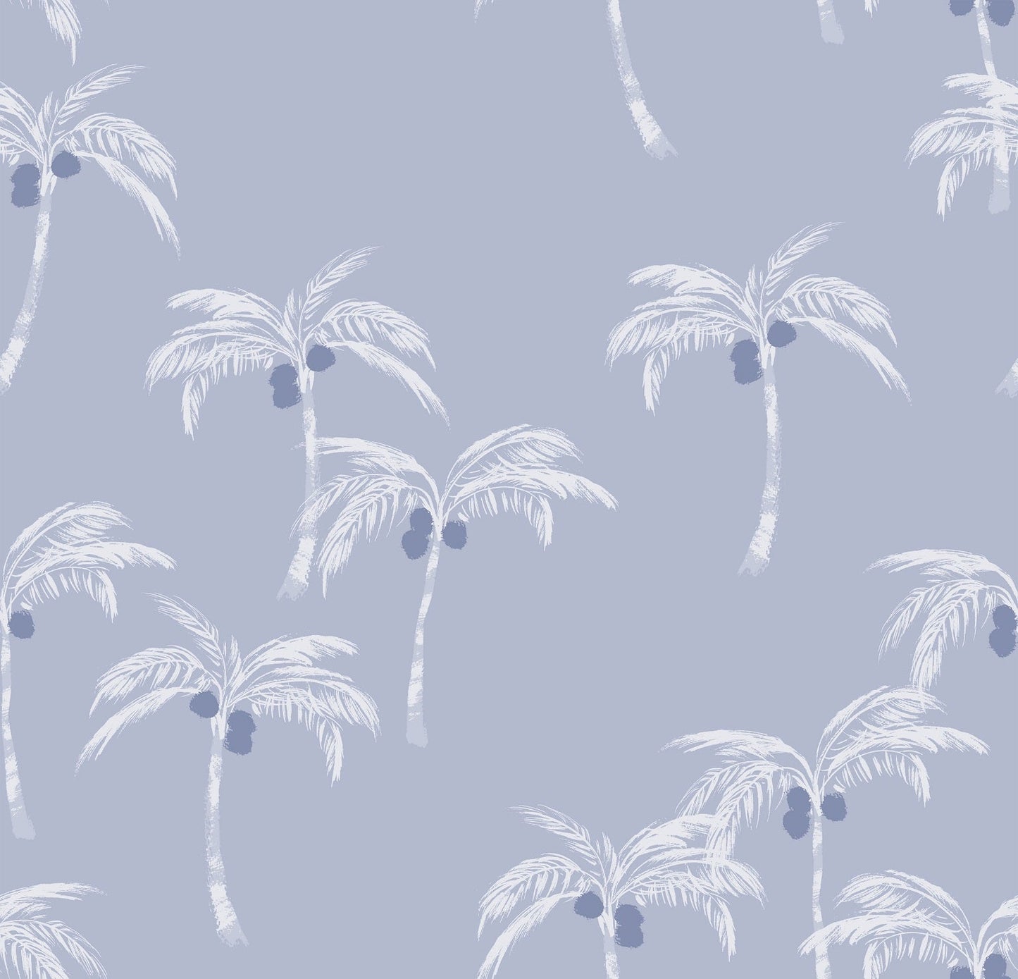 Family Fabrics | Palm Trees & Coconuts Blue | 100-1644 (by the full yard)