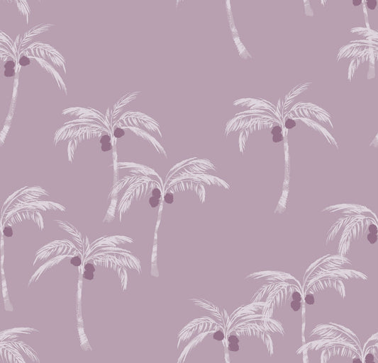Family Fabrics | Palm Trees & Coconuts Purple | 100-1646 (by the full yard)