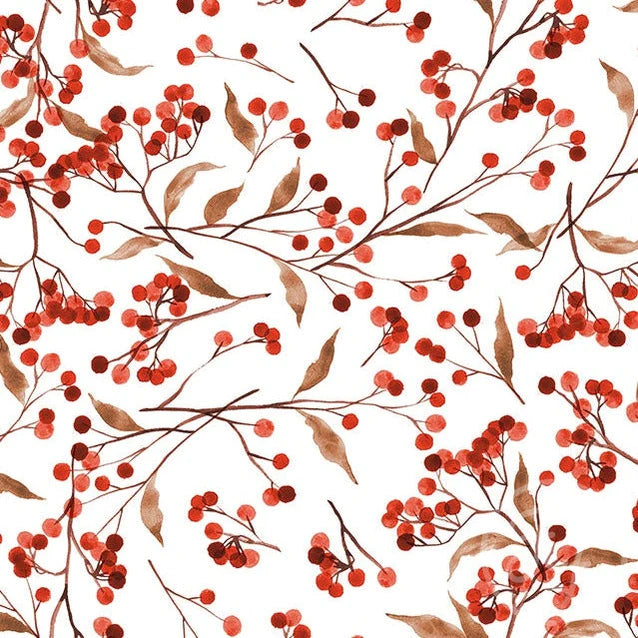 Family Fabrics | Red berries 100-168 (by the full yard)