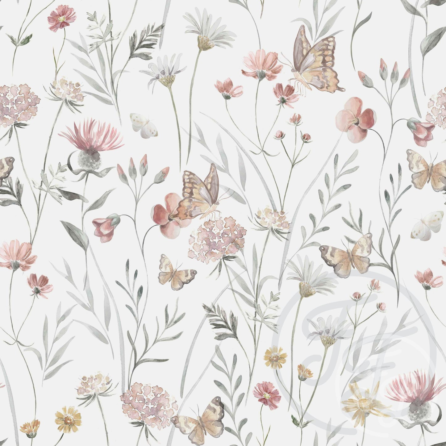 Family Fabrics | Flowers and Butterflies  100-173 (by the full yard)