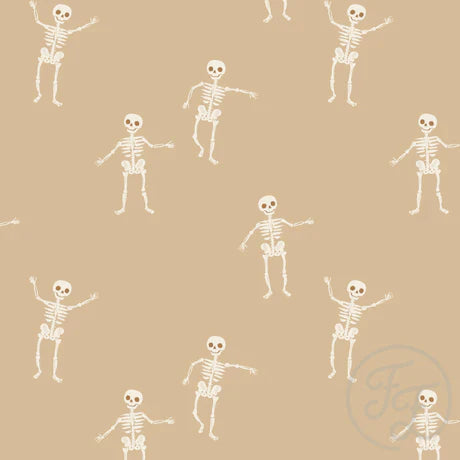 Family Fabrics | Dancing Skeletons Toffee | 100-1742 (by the full yard)
