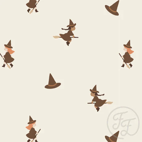 Family Fabrics | Flying Witches Brown | 100-1744 (by the full yard)