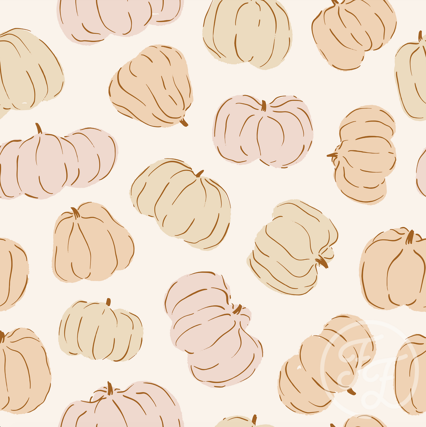 Family Fabrics | Pastel Pumpkins (23.5"x23.5" shown) 101-131 (by the full yard)
