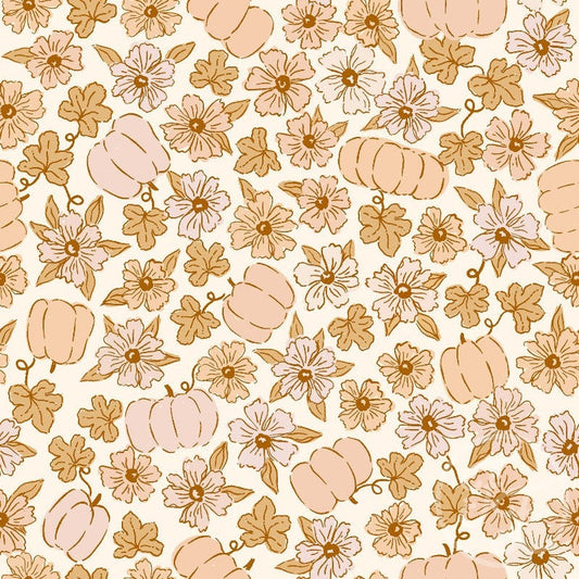 Family Fabrics | Pumpkins in Flowerbed 101-132 (by the full yard)