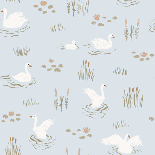 Family Fabrics | Swans Iceblue 101-207 (by the full yard)
