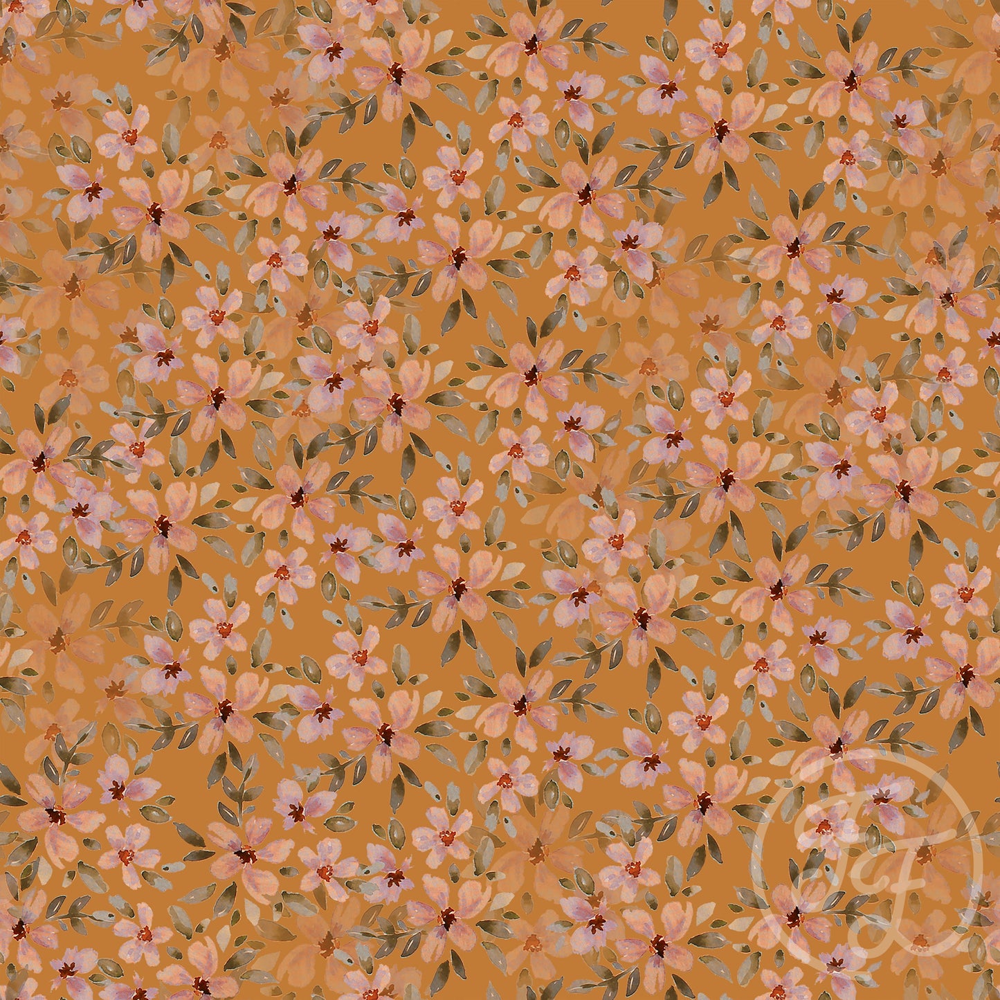 Family Fabrics | Aquarell flowers brown 102-115 (by the full yard)