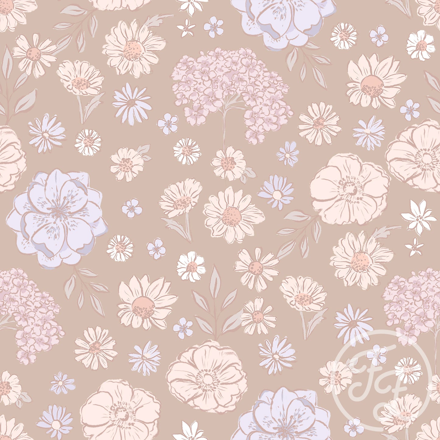 Family Fabrics | Flower Dreams Rose Brown 102-128 (by the full yard)