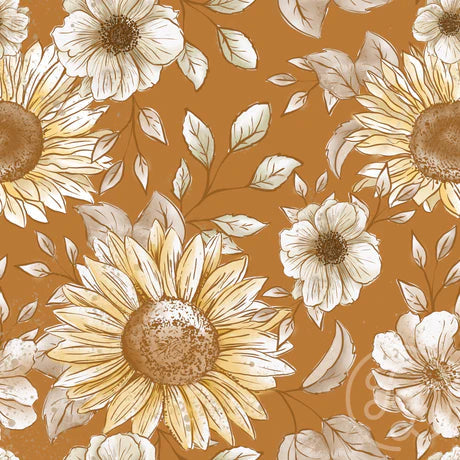 Family Fabrics | Sunflowers Camel 102-174 (by the full yard)