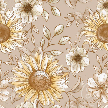 Family Fabrics | Sunflowers Light Brown 102-175 (by the full yard)
