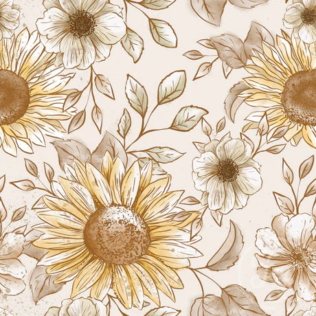 Family Fabrics | Sunflowers Off White 102-176 (by the full yard)