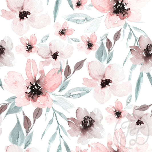 Family Fabrics | Flowers Elle Rose Green | 102-186 (by the full yard)