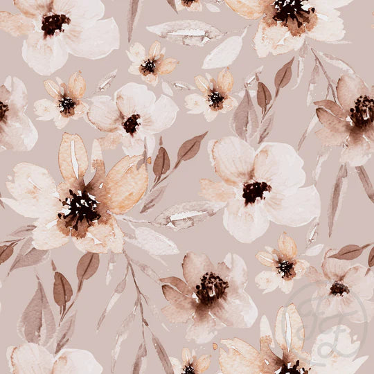 Family Fabrics | Flowers Elle Lightbrown | 102-188 (by the full yard)