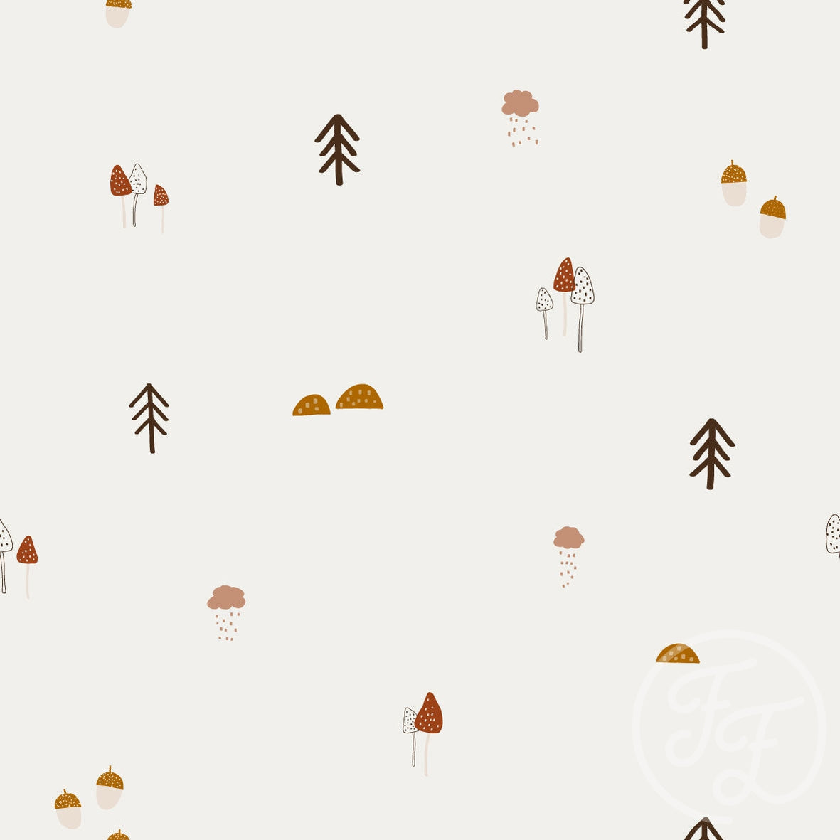 Family Fabrics | Autumn forest Off White 103-123 (by the full yard)
