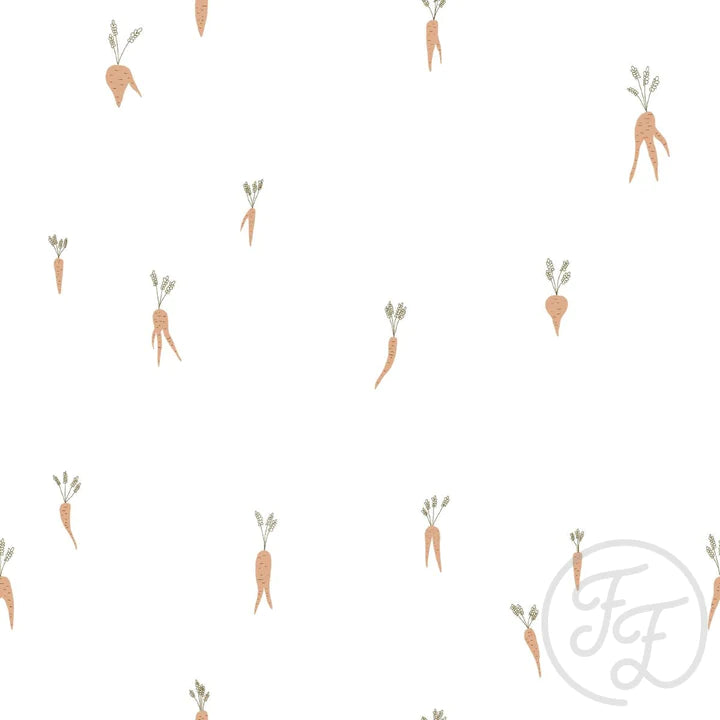 Family Fabrics | Imperfect Carrots White | 103-153 (by the full yard)