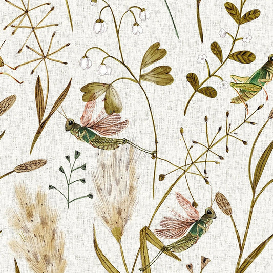 Family Fabrics | Grasses White and Hoppers 104-113 (by the full yard)