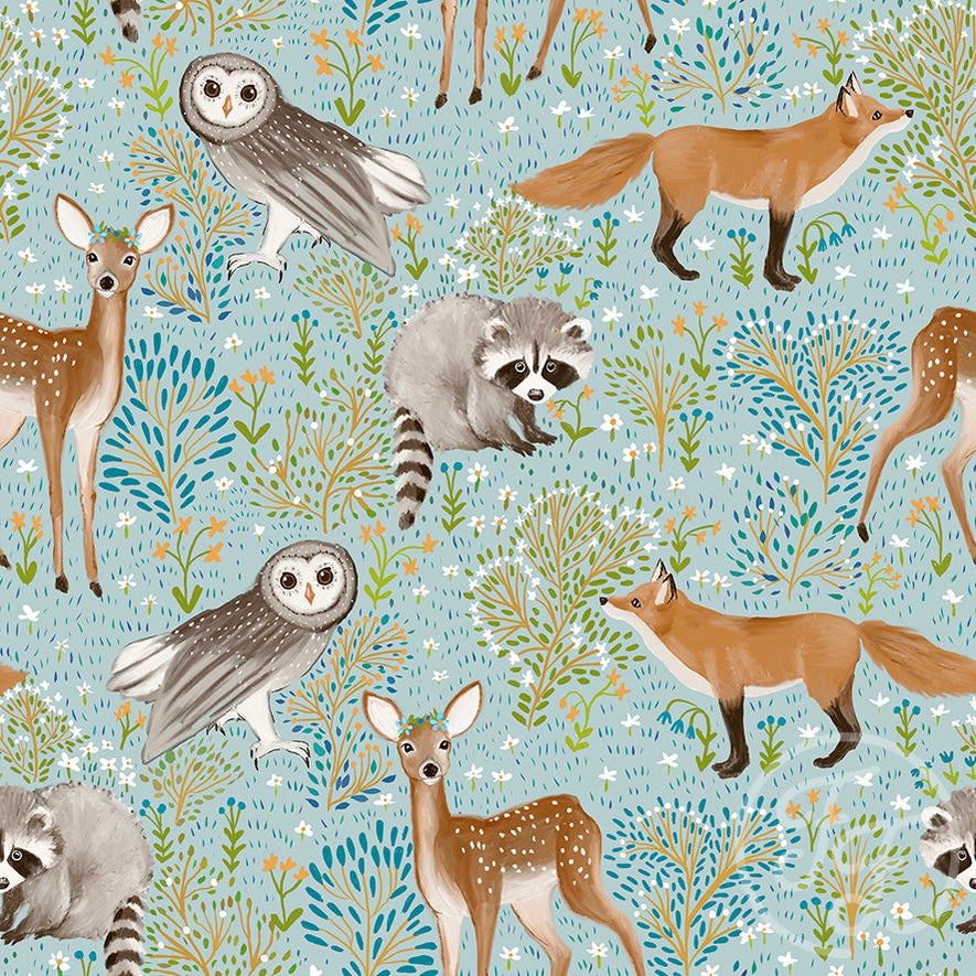 Family Fabrics | Spring Woodland Azure 104-134 (by the full yard)
