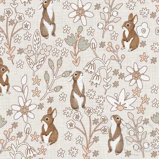 (IN STOCK) Family Fabrics | Flowers & Bunnies 104-162 | Jersey 220gsm BY THE HALF YARD