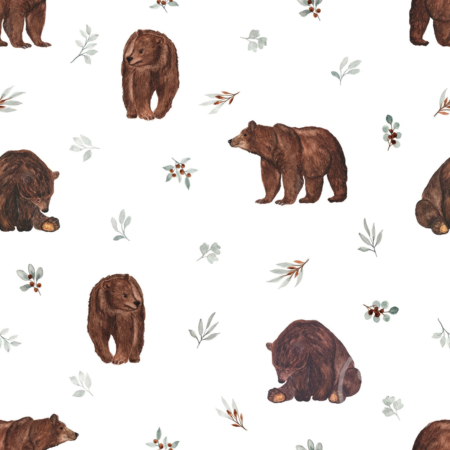 Family Fabrics | Bears & Leaves 105-113 (by the full yard)