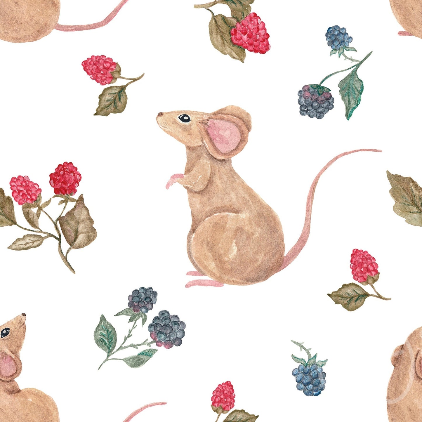 Family Fabrics | Mouse & Raspberry 105-114 (by the full yard)