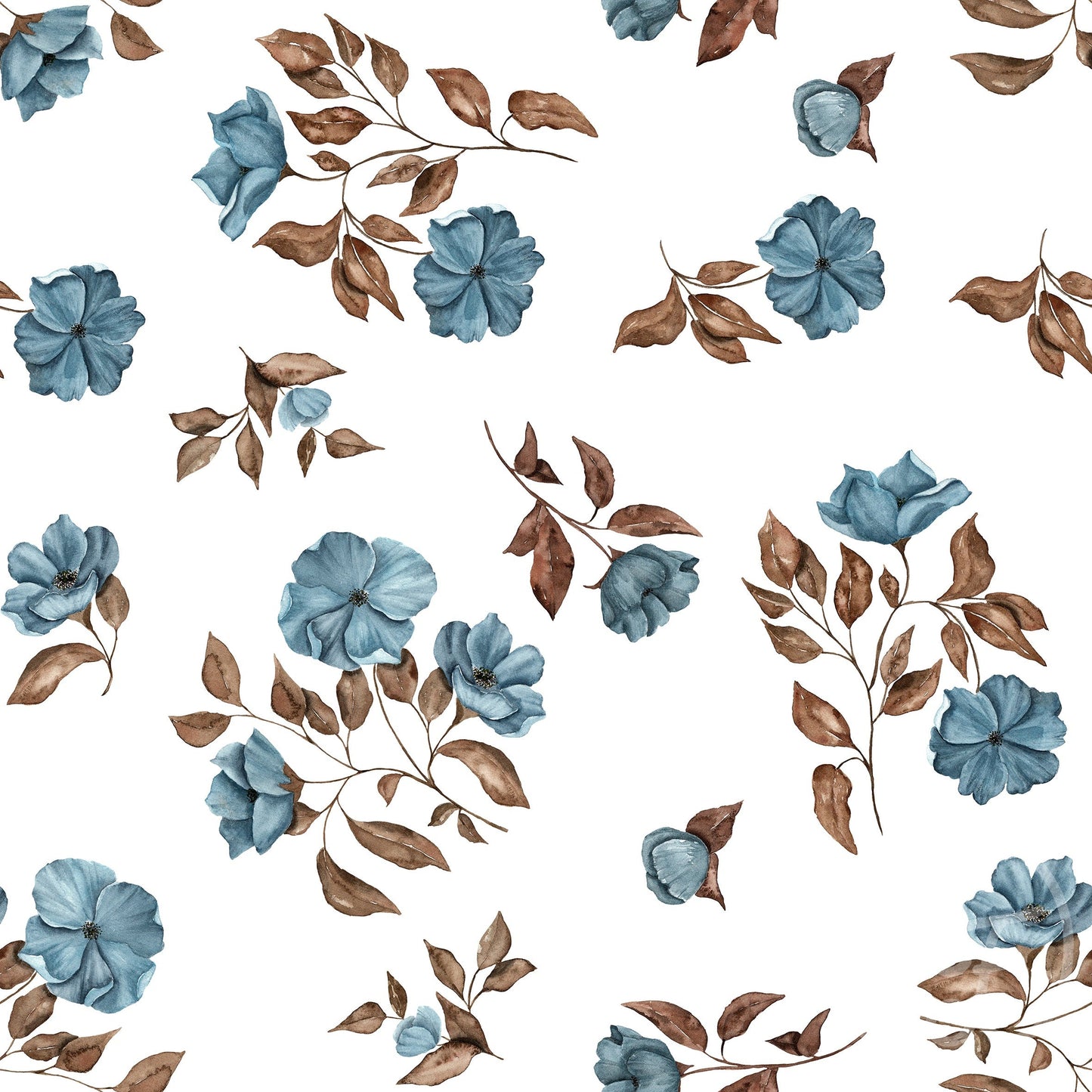 Family Fabrics | Blue Autumn Flowers