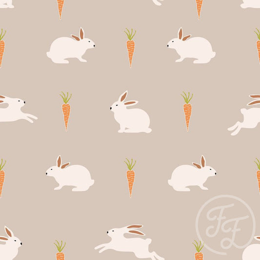 Family Fabrics | Carrots & Bunnies Taupe 106-105 (by the full yard)