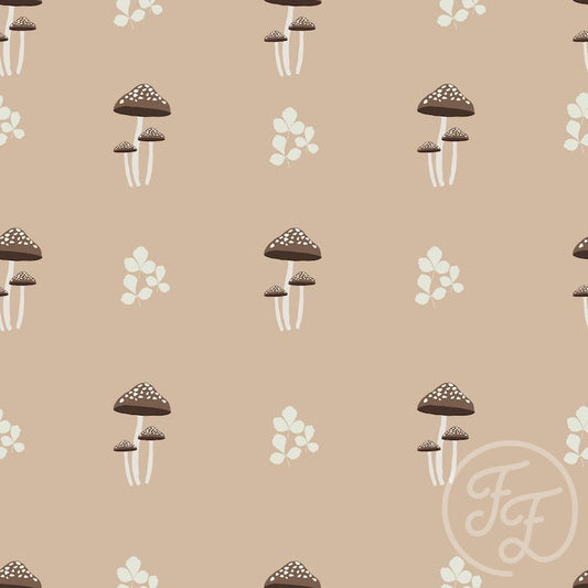 Family Fabrics | Mushrooms & Leafs Brown 106-115 (by the full yard)