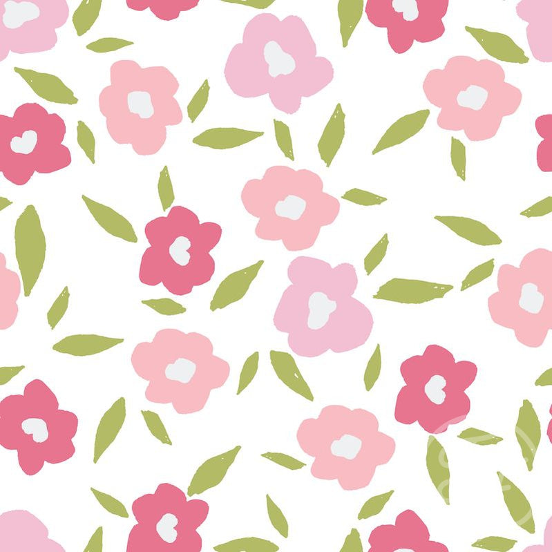 Family Fabrics | Poppy Floral Pink Off White 106-116 (by the full yard)