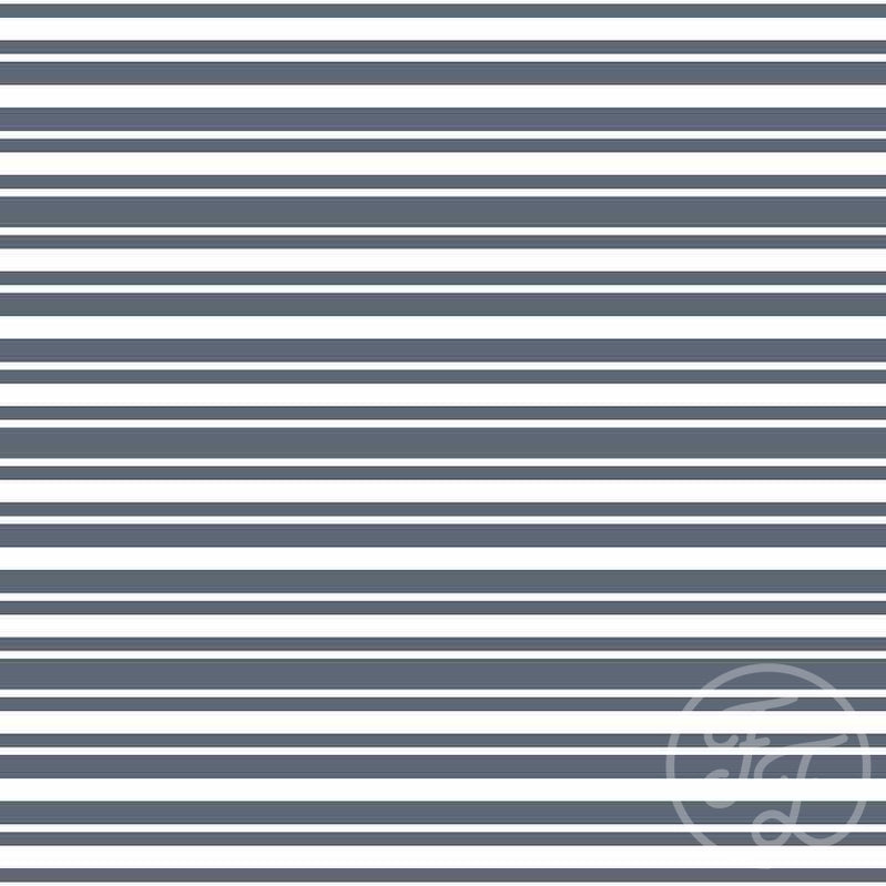 Family Fabrics | Horizontal Stripes Navy Blue 106-125 (by the full yard)